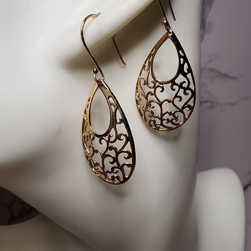 Giani Bernini 18k Over 925 Silver Filigree Teardrop Earrings - Picture 2 of 6